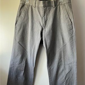 Express producer, flat front pinstripe, gray pants